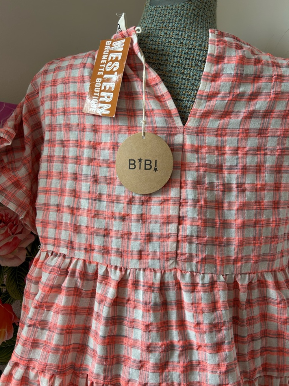 NWT BIBI STILL SPINNING RUFFLED HEM SHORT SLEEVE TIERED RUFFLE DRESS. XL - Picture 5 of 10